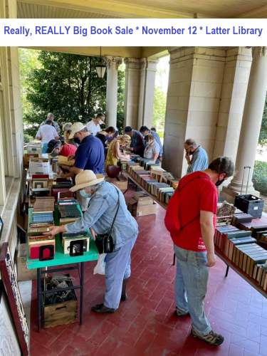 front porch book sale with banner